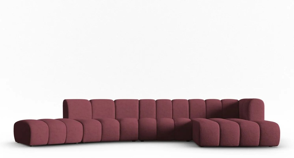 Coltar Lupine cu 6 locuri cu colt pe partea dreapta si tapiterie din tesatura structurala, visiniu