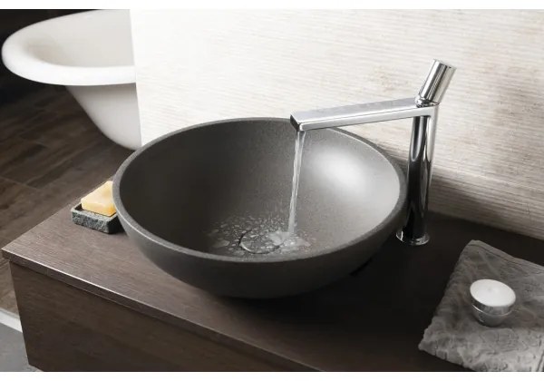 Sapho - Lavoar pentru blat TURF Ø 44 cm, beton/granit negru