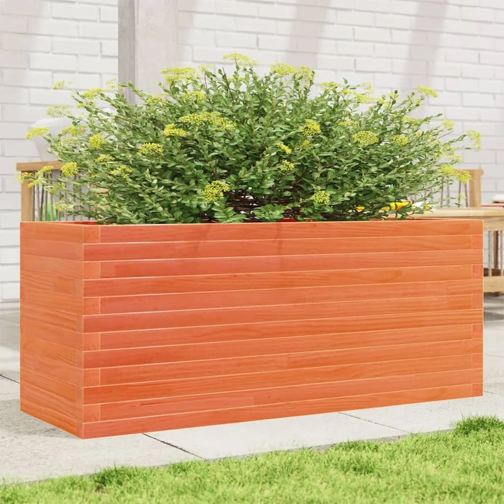 vidaXL Jardinieră grădină, maro ceruit, 110x40x46 cm, lemn masiv pin
