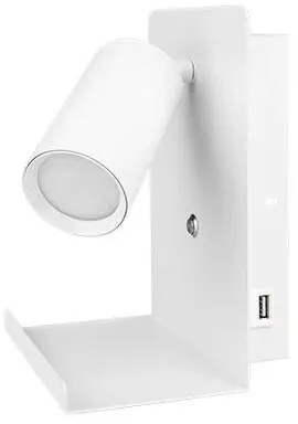 Spot de perete cu raft și încărcător USB 1xGU10/35W/230V alb
