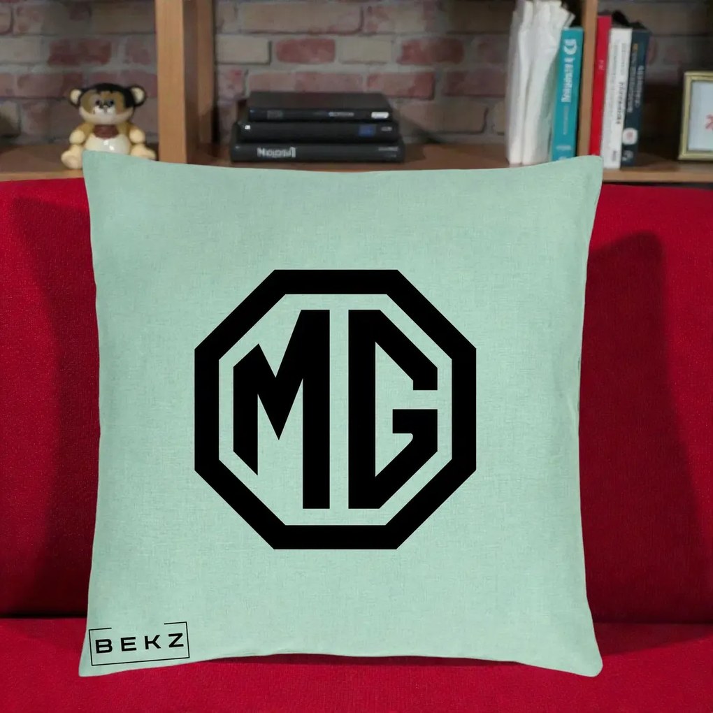 Perna personalizata emblema MG, 40x40 cm cu Umplutura, Verde Menta, BEKZ