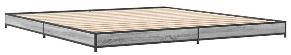 845139 vidaXL Cadru de pat, gri sonoma, 160x200 cm, lemn prelucrat și metal