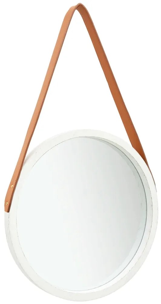 vidaXL Oglindă de perete cu o curea, 40 cm, alb