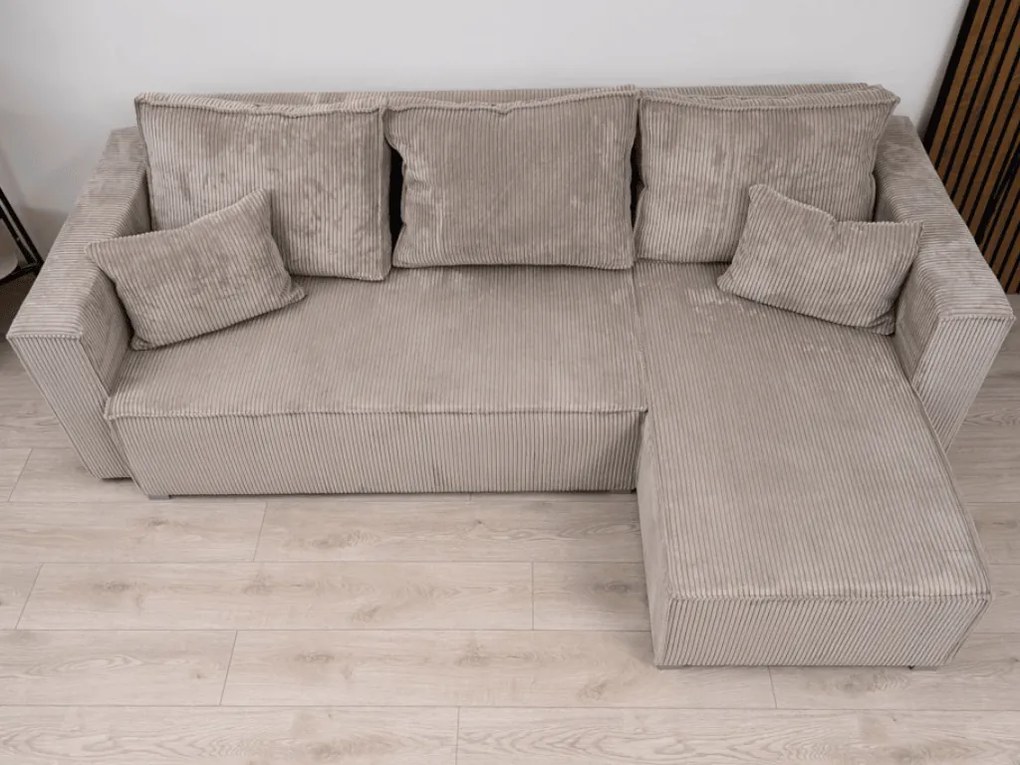 Canapea colt extensibila SMART COSARO albastru inchis, cu colt bilateral + 2 perne CADOU