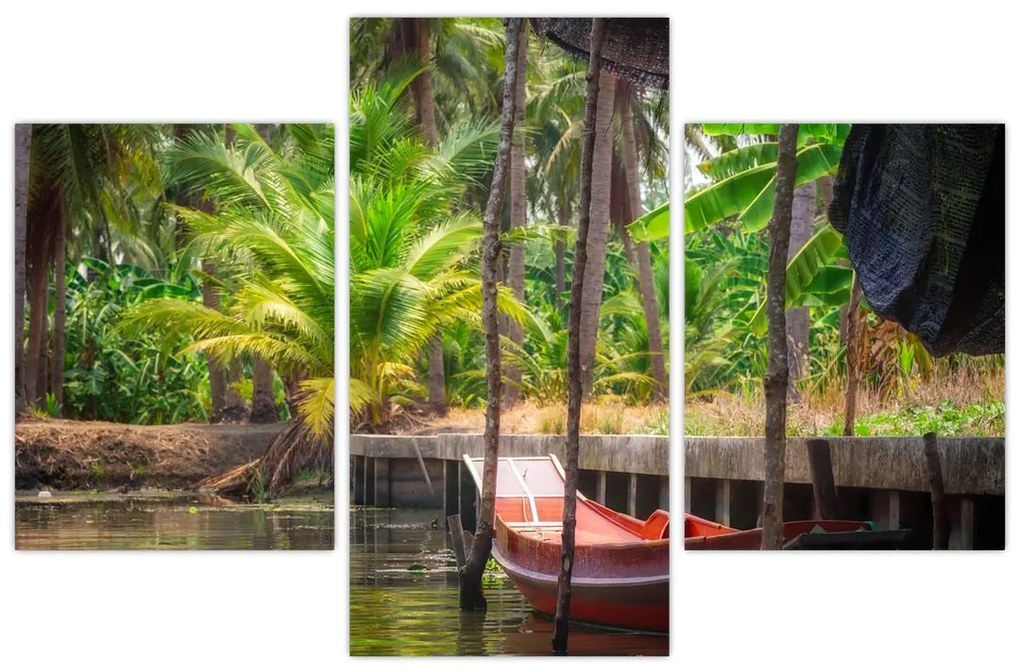 Tablou - Nava din lemn în canal , Thailand (90x60 cm)