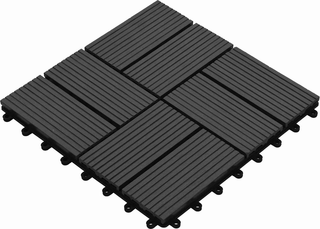 vidaXL Plăci pentru Deck 11 pcs Negru 30 x 30 cm Lemn compozit