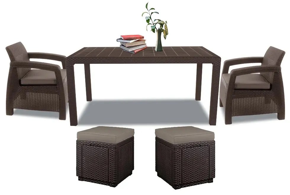 Set mobilier de grădină Corfu duo cub maro