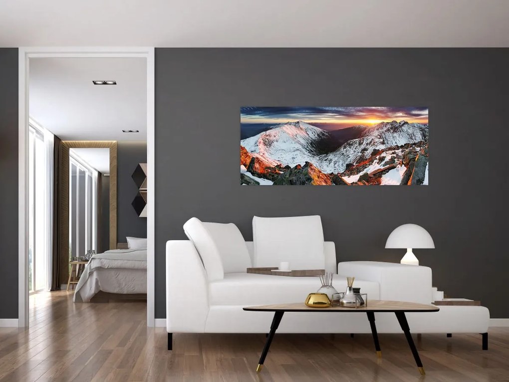 Tablou - Panoramă montană de iarnă (120x50 cm)