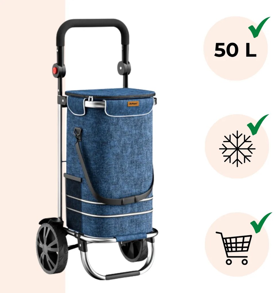 Geantă de cumpărături pe roți EASY, 50L, albastru Jurhan