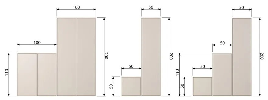 Dulap modular crem din lemn de pin 100x200 cm Daily – vtwonen