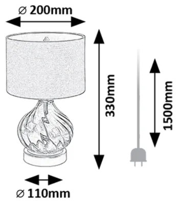 Lampă de masă Rabalux 74034 PIRELO 1xE14/25W/230V fumuriu