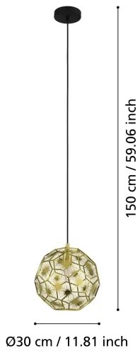 Lustră pe cablu SKOURA 1xE27/60W/230V d. 30 cm Eglo 39754