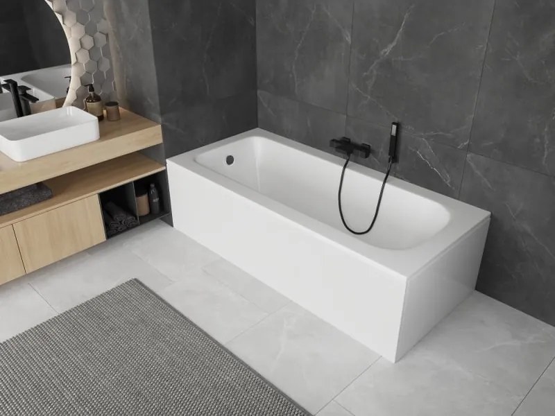 Mexen Vega cada dreptunghiulară 170 x 70 cm cu panou, albă - 55011707000X