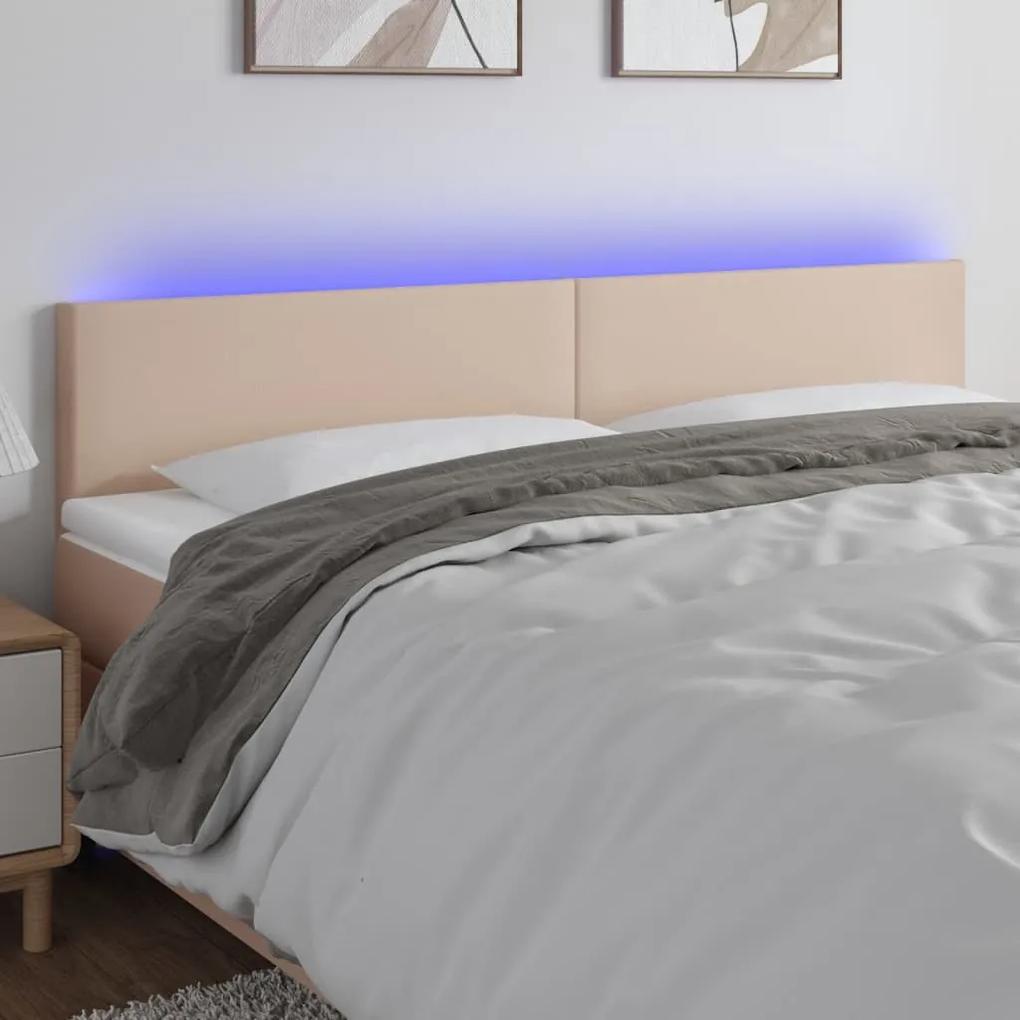 3121439 vidaXL Tăblie de pat cu LED cappuccino 180x5x78/88cm piele ecologică