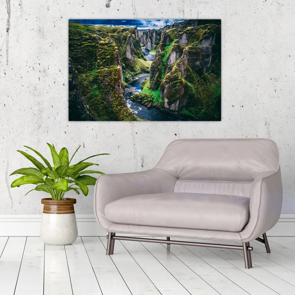 Tablou - Râu într-o vale stâncoasă (90x60 cm)