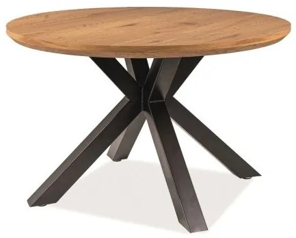 Masă de sufragerie Regenia (stejar + negru) (pentru 4 persoane). Promo -6%. 1050772