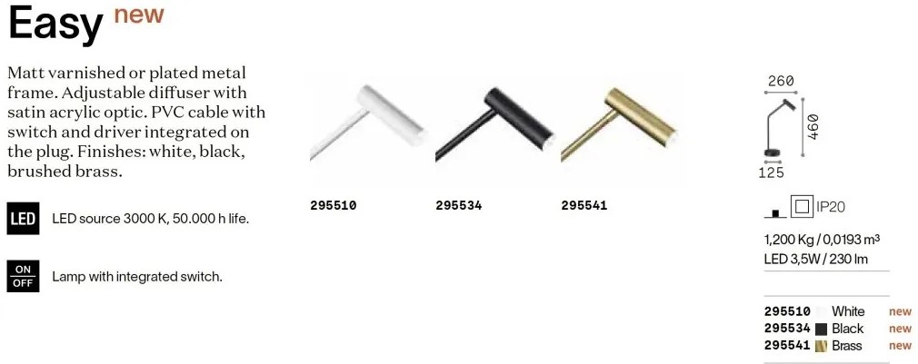 Veioza/Lampa de masa stil minimalist LED Easy tl negru