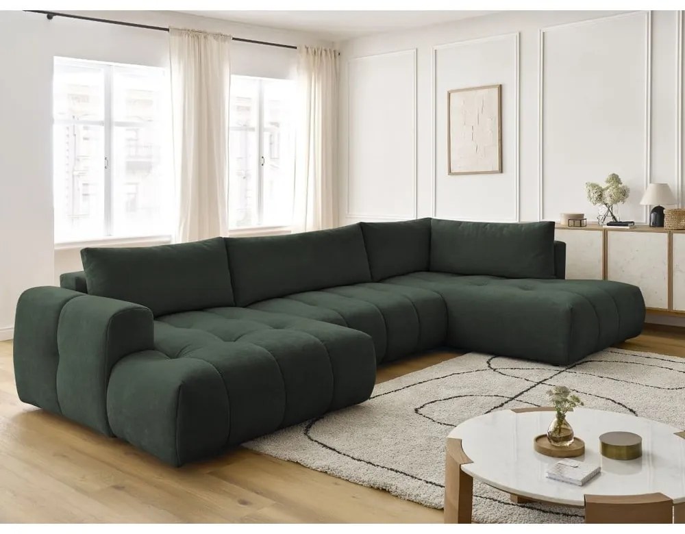 Colțar verde extensibil/cu spațiu de depozitare (cu colț pe partea dreaptă/în formă de "U") Fuji – Bobochic Paris