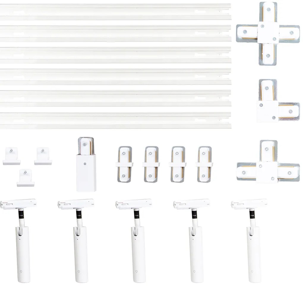 Sistem de iluminat cu șină modern cu 5 spoturi alb monofazat GU10 35mm - Iconic Jeana Luxe