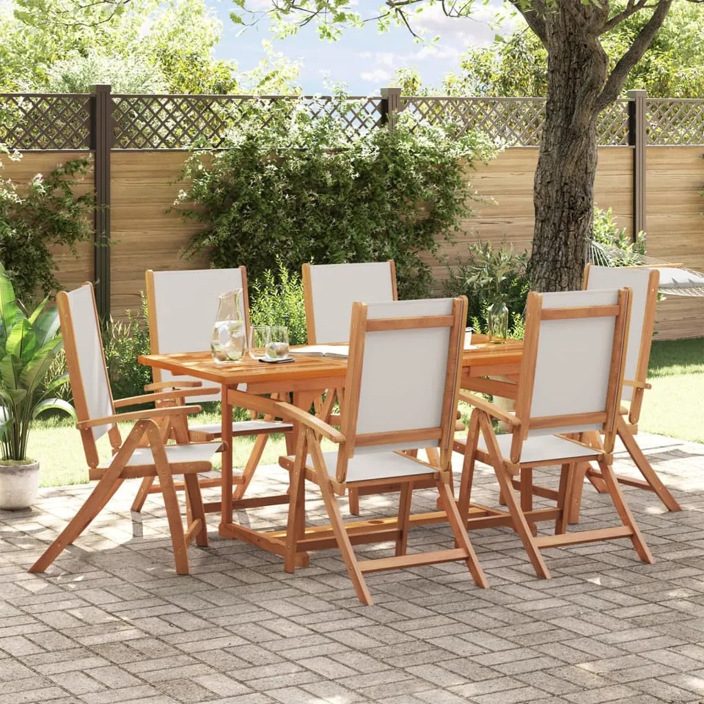 3279297 vidaXL Set mobilier de grădină, 7 piese, lemn masiv acacia/textilenă