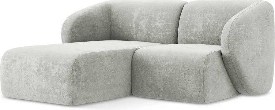 Colțar gri deschis cu tapițerie din chenille (cu colț pe partea stângă/cu șezlong) Lani – Makamii