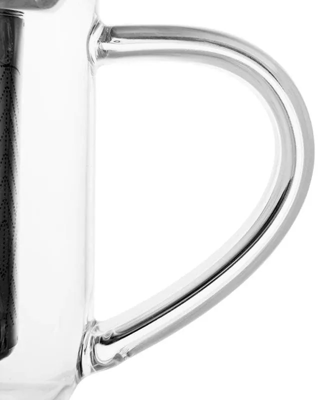 Cana pentru ceai cu infuzor si capac Viva Scandinavia MINIMA EVA V82763, 400 ml, Sticla, Bambus, Transparent/Albastru