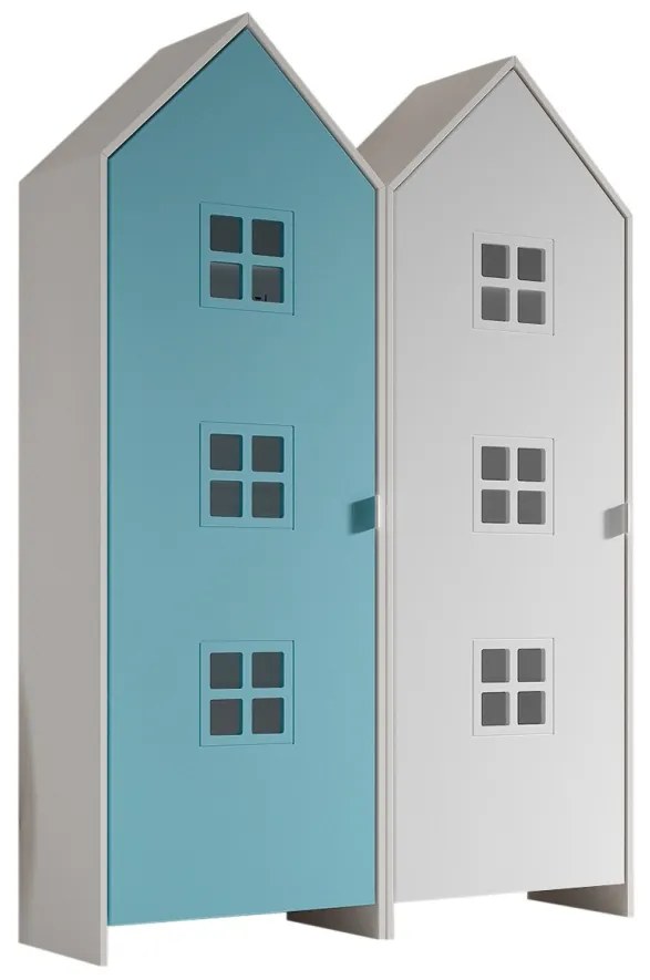 Set 2 dulapuri pentru copii Casami Bruges tip căsuță de plajă – Blue Ballet și alb – Vipack