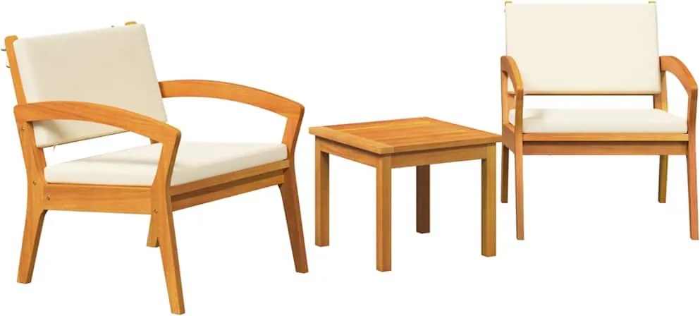 vidaXL Set bistro cu pernă 3 pcs Maro Poliester