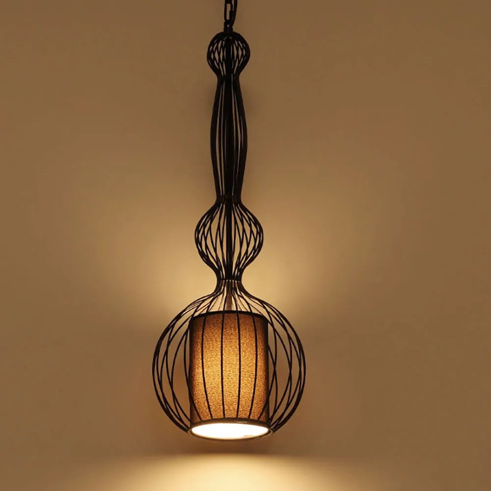Pendul Irma 24x24x62 cm, e27, 40 w, abajur textil, metal, negru