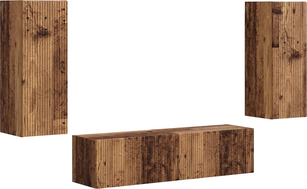 vidaXL Set comodă TV Pe perete 2 pcs Lemn vechi Lemn compozit