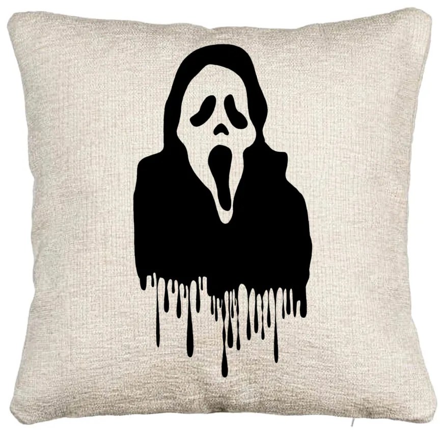 Perna Decorativa Canapea cu motiv Fantoma de Halloween 1, 40x40 cm, Cu fermoar