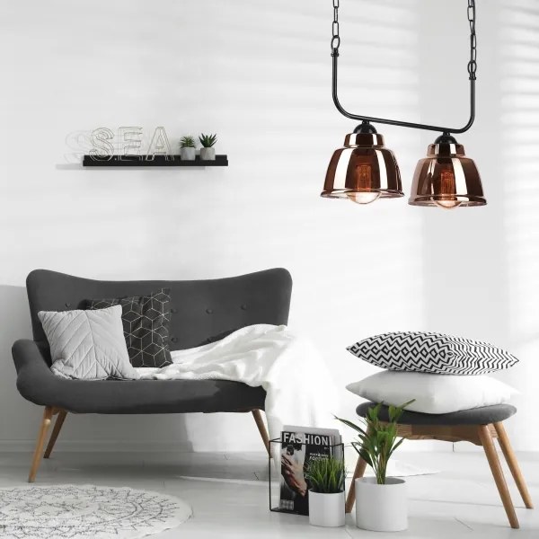 Lustră pe lanț MARIO 2xE27/60W/230V alamă