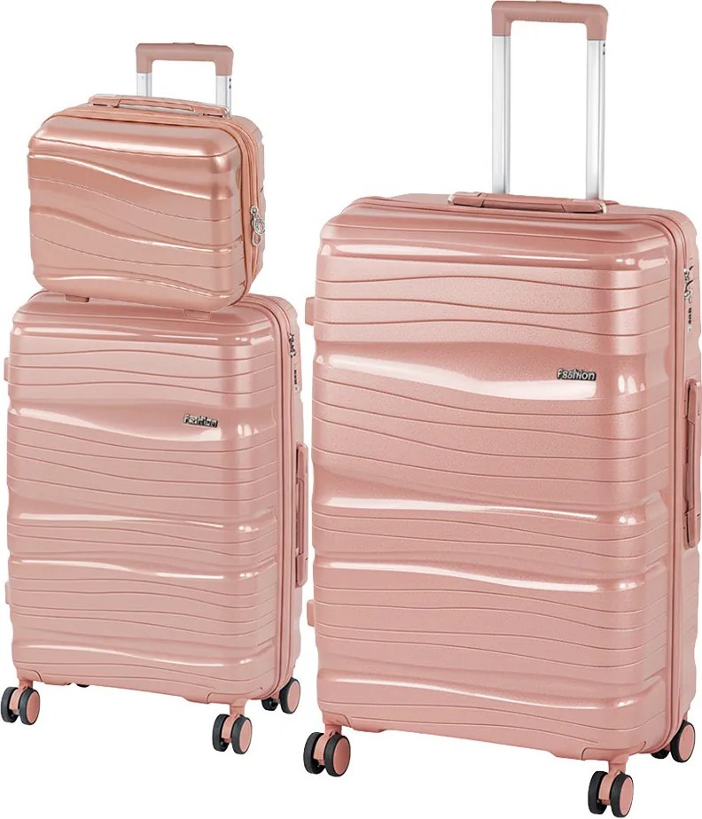 TraveLux Voyager X set valiză rulantă aur roz