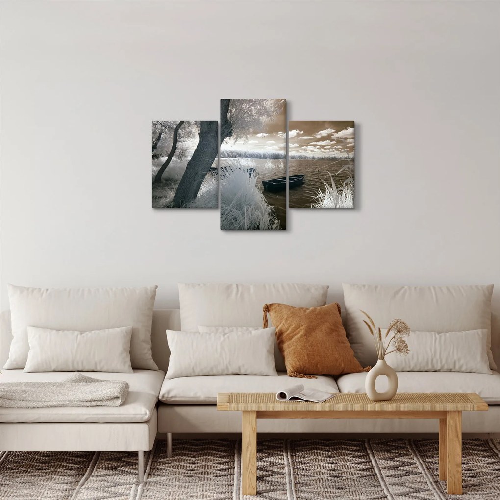 Tablou cu barca pe lac (90x60 cm)