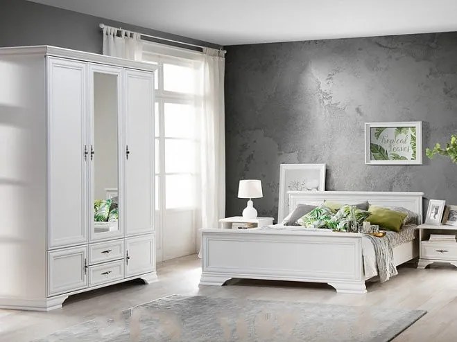 Dormitor Idento Varianta 1, Dulap 5 Usi si 2 Sertare, MDF Alb Alpin