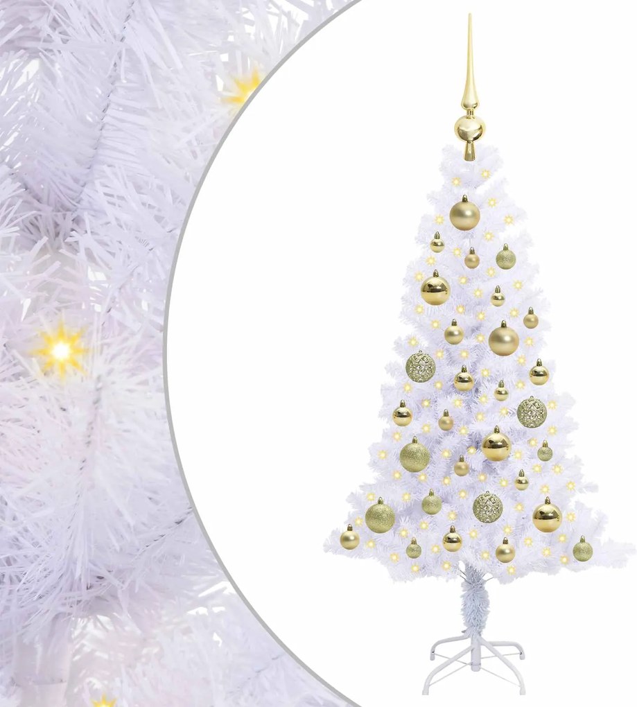 vidaXL Brad de Crăciun artificial cu 150 LED Alb 120 cm PVC și Oțel