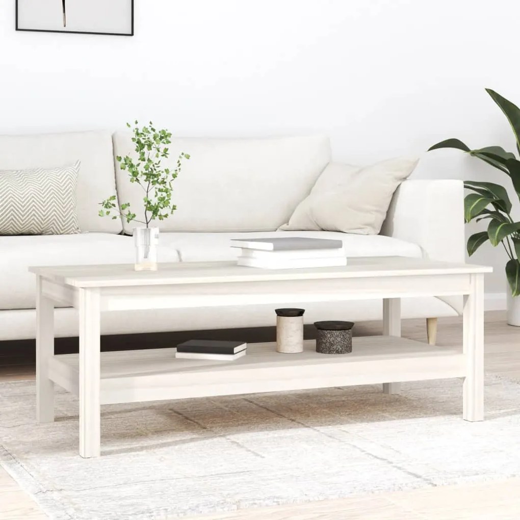 814275 vidaXL Măsuță de cafea, alb, 110x50x40 cm, lemn masiv de pin