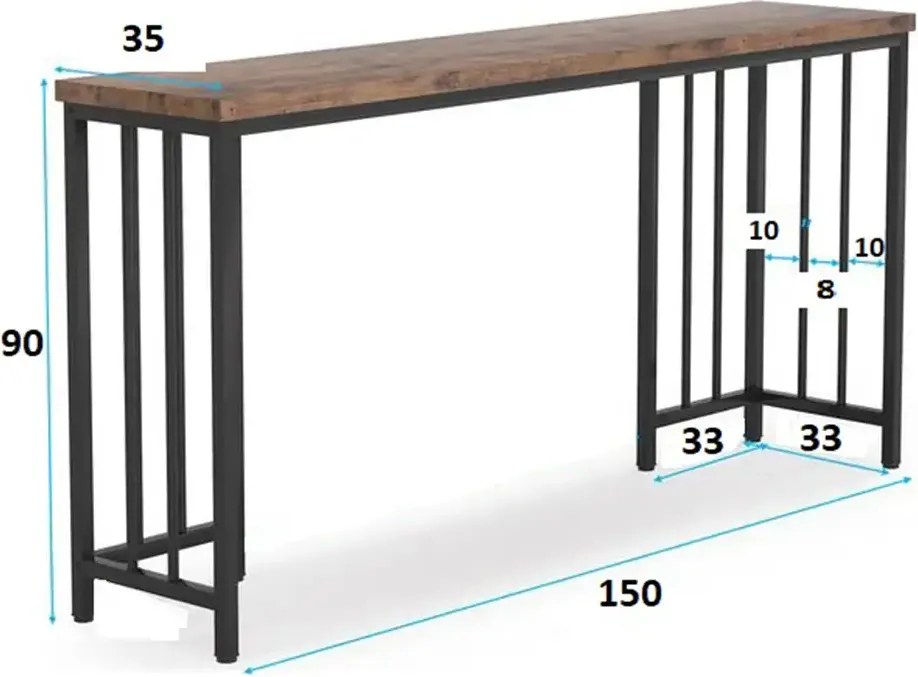 Masa bucatarie,tip bar.seria A-620,natur-negru,150x35x90 cm, 30152