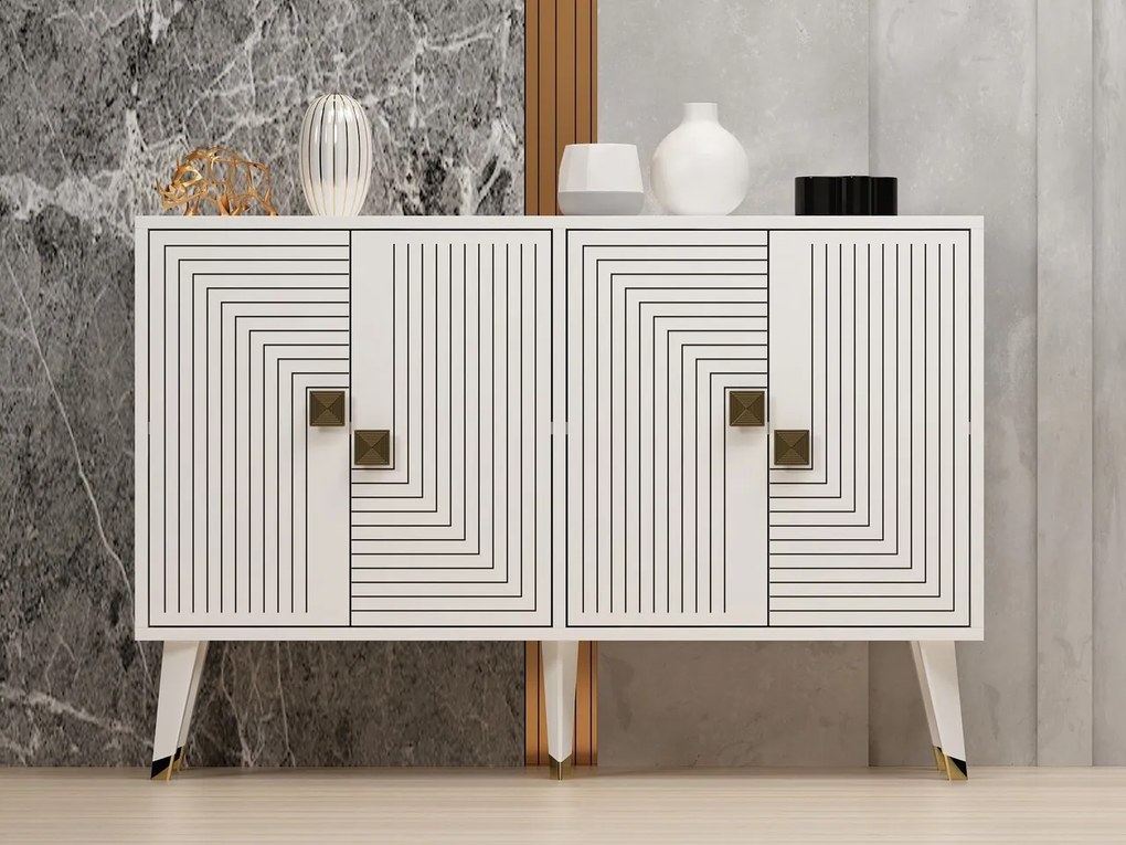 Consola, Hanah Home, Ahart, 120x80x30 cm, Alb/Auriu