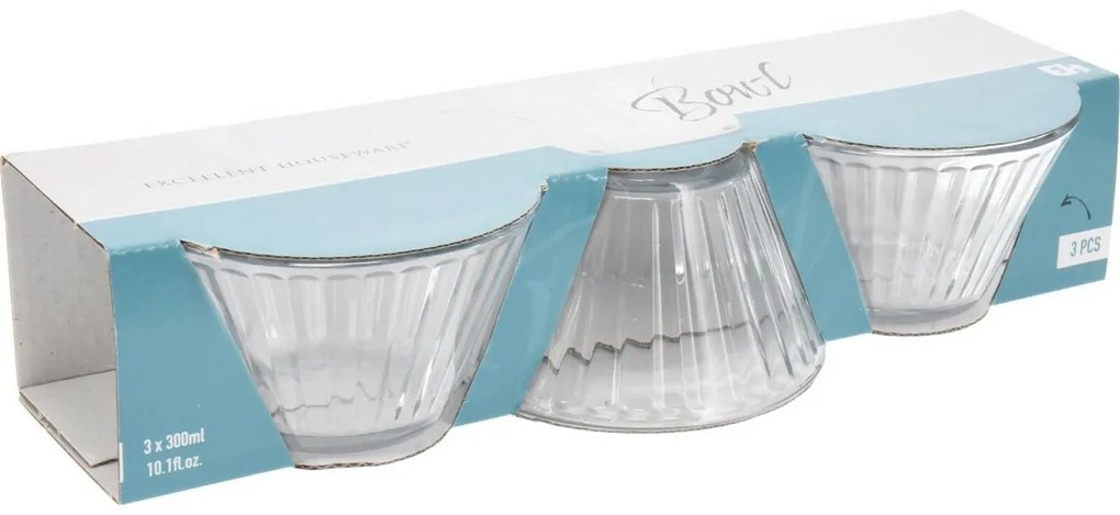Set de boluri de sticlă EH Stripes 3 buc, 300 ml