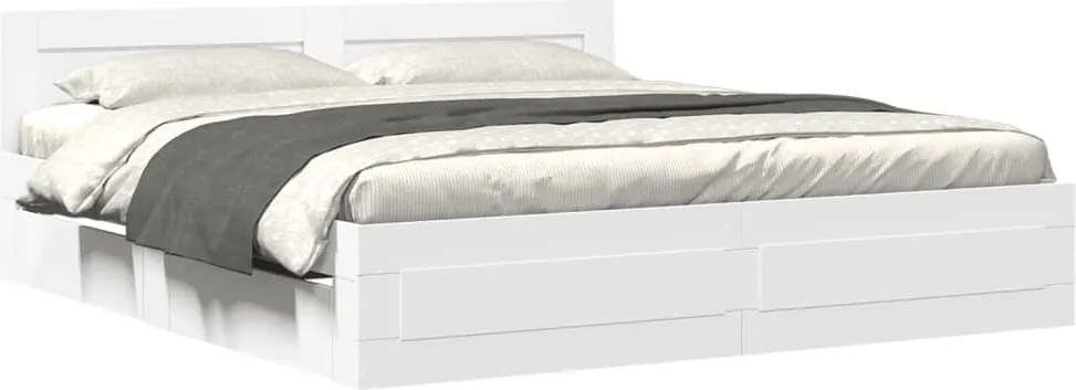 vidaXL Cadru de pat cu tăblie fără saltea, alb, 180x200 cm