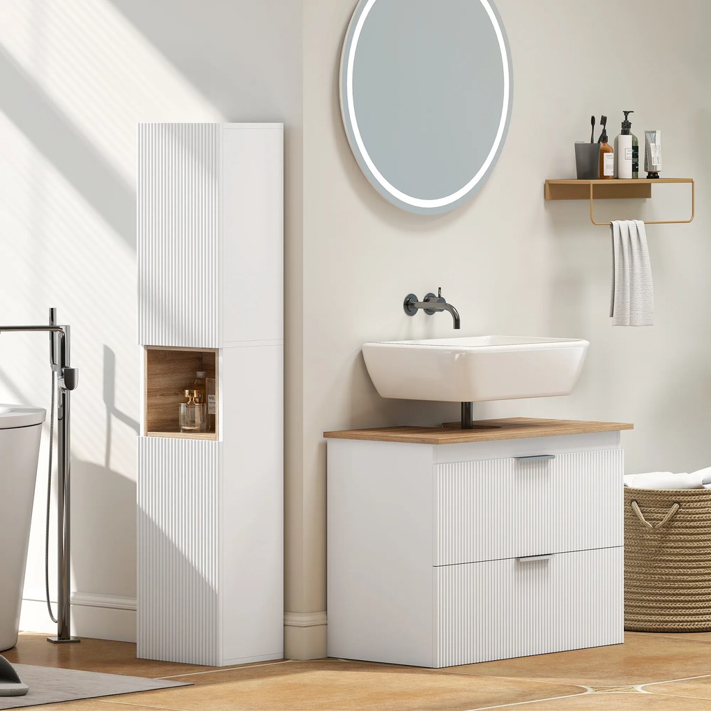 HOMCOM Dulap baie, independent cu 2 uși și raft deschis, Alb | Aosom Romania