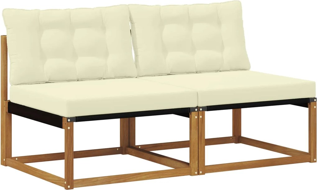 vidaXL 2 Bucată Canapea Medie pentru Exterior Lemn Solid de Acacia