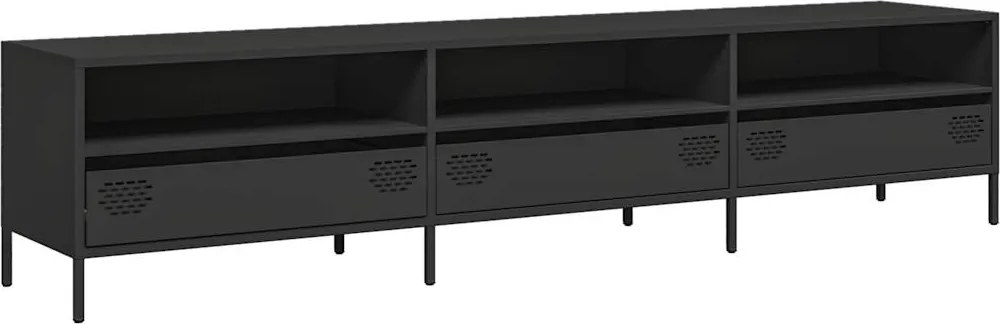 vidaXL Dulap TV, negru, 202x39x43,5 cm, oțel laminat la rece