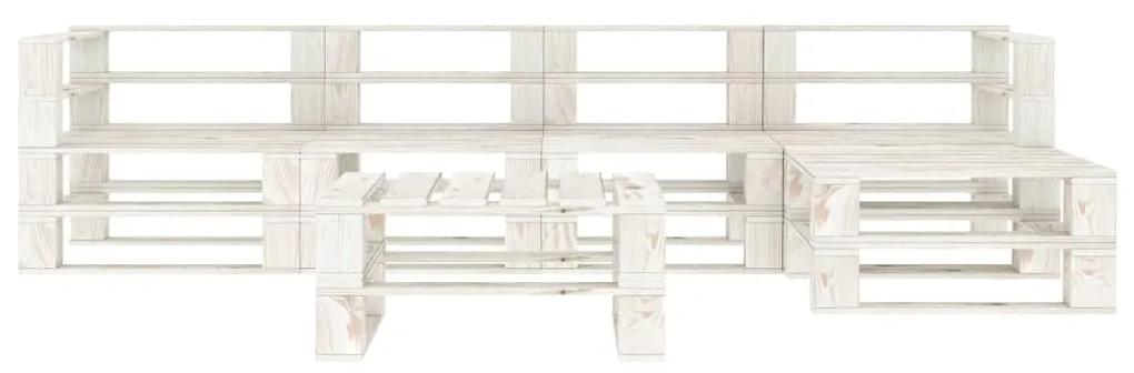 3052178 vidaXL Set mobilier de grădină din paleți, 6 piese, alb, lemn