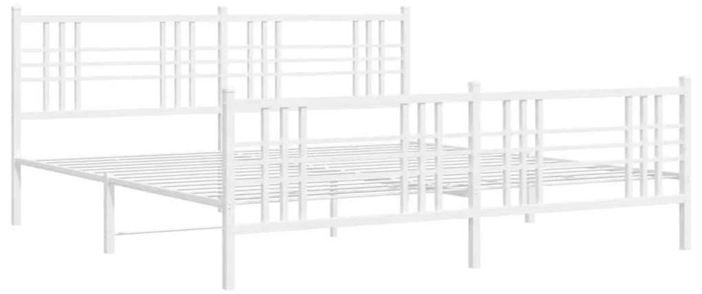376398 vidaXL Cadru de pat metalic cu tăblie, alb, 200x200 cm