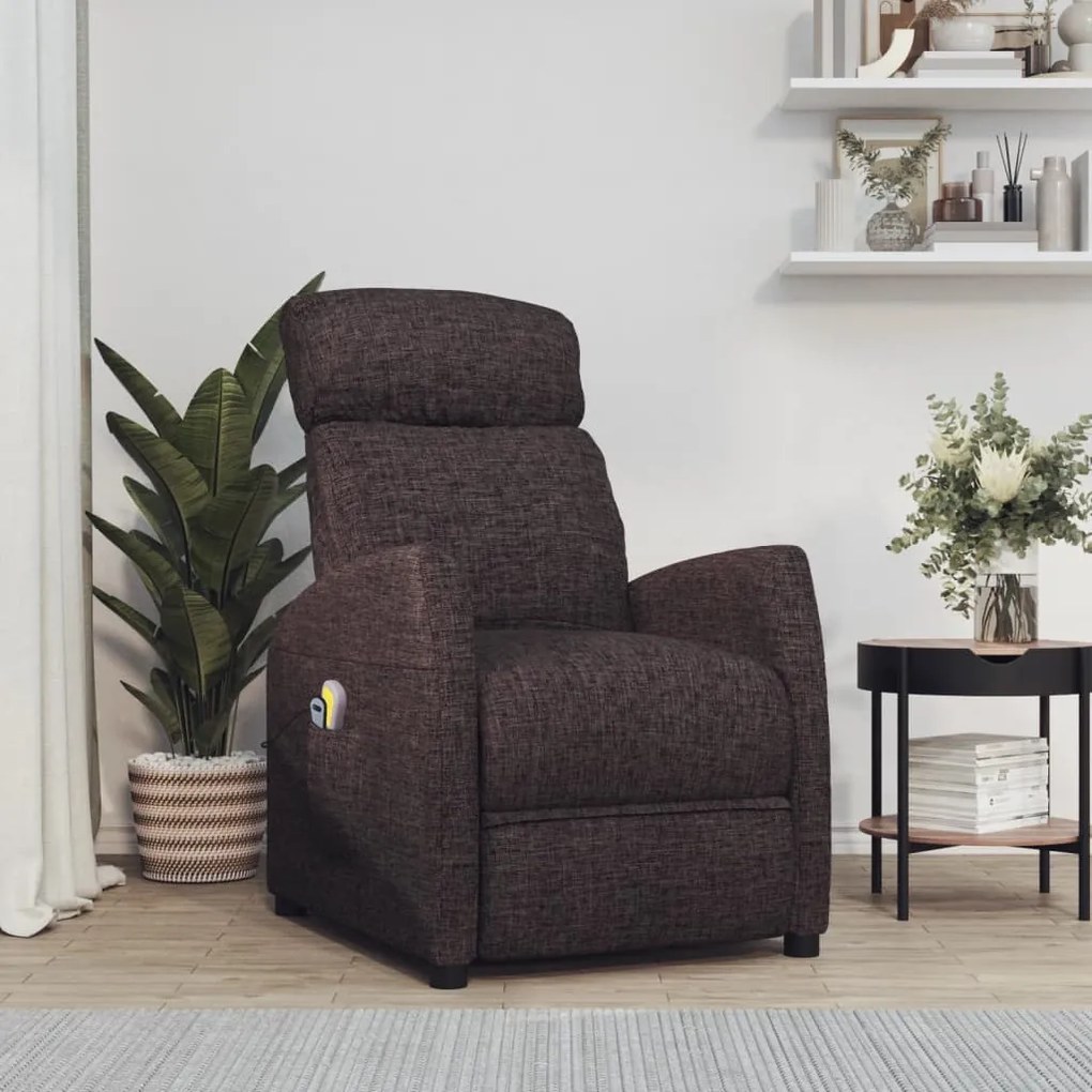 3073651 vidaXL Fotoliu de masaj electric, maro închis, material textil