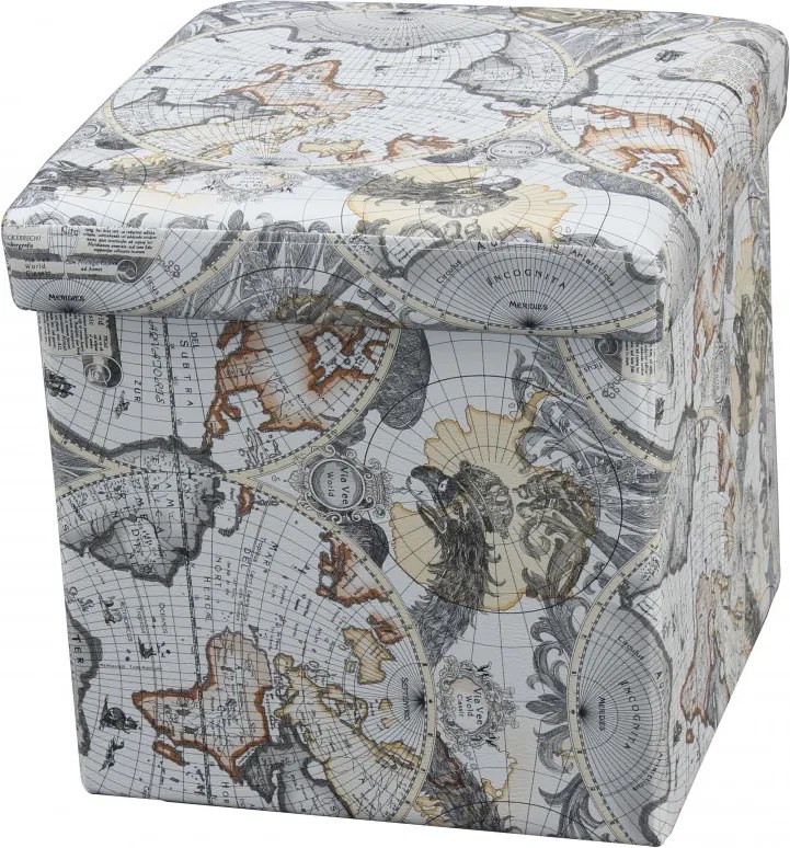 Taburet cu Spatiu Depozitare, 38 x 38 cm, piele ecologica