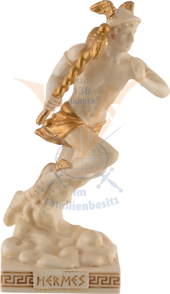Mini statueta rasina cu finisaj alb marmura, mitologia greaca, Hermes, mesagerul zeilor