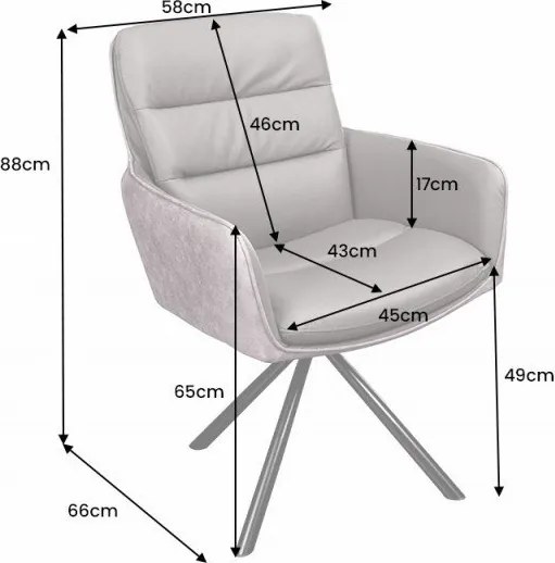 Set 2 scaune pivotante pivotant Big George, microfibra/ piele taupe